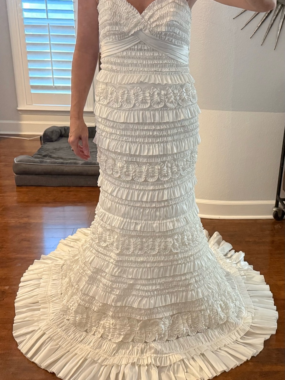 San Patrick Camerun Off White Ruffle Tiered Mermaid wedding Dress